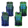 Custom Blue Green Reversible Basketball Suit for Adults and Kids Personalized Jersey enthsush