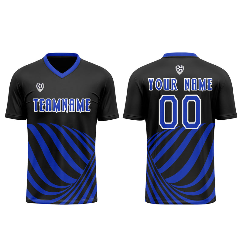 Custom Black Blue Soccer Jerseys for Men Women Personalized Soccer Uniforms for Adult and Kid