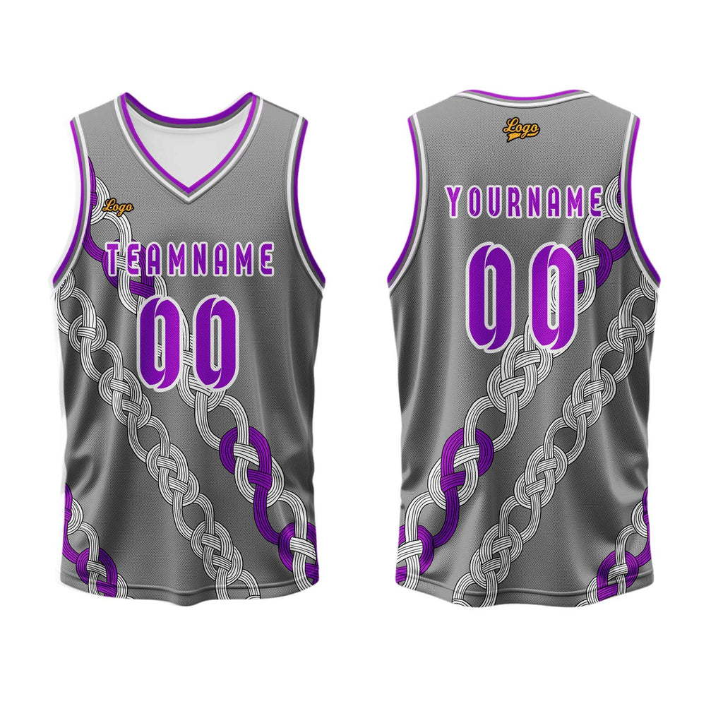 Custom Gray Violet Basketball Jersey Uniform Suit Printed Your Logo Name Number enthsush