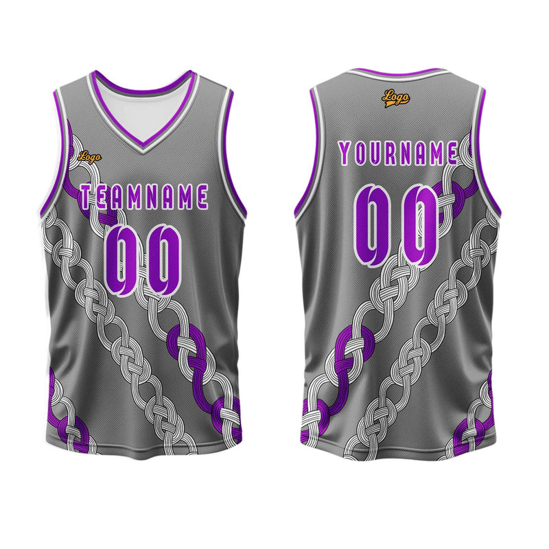 Custom Gray Violet Basketball Jersey Uniform Suit Printed Your Logo Name Number
