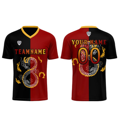 Custom Red Black Soccer Jerseys for Men Women Personalized Soccer Uniforms for Adult and Kid enthsush