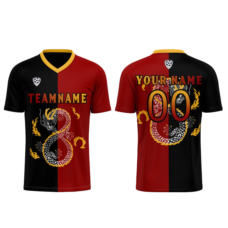 Custom Red Black Soccer Jerseys for Men Women Personalized Soccer Uniforms for Adult and Kid