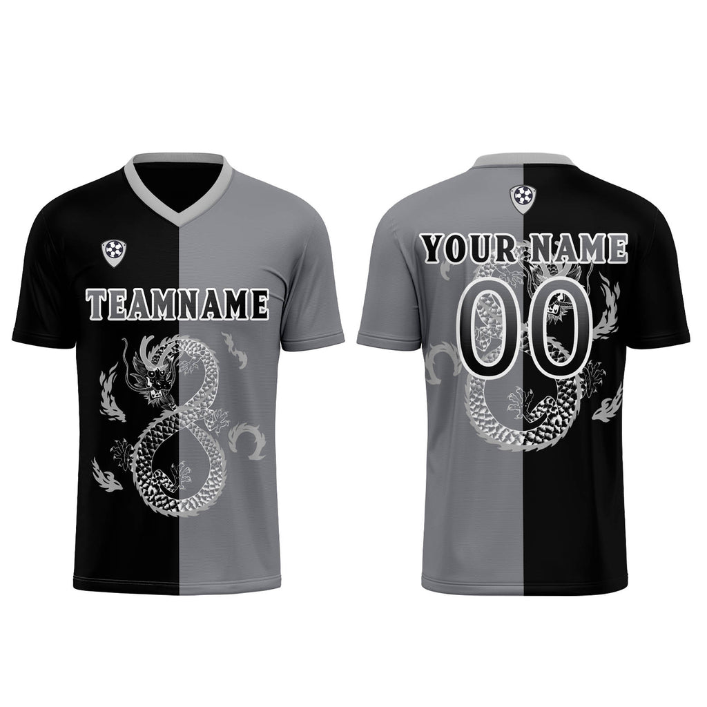 Custom Black Gray Soccer Jerseys for Men Women Personalized Soccer Uniforms for Adult and Kid enthsush