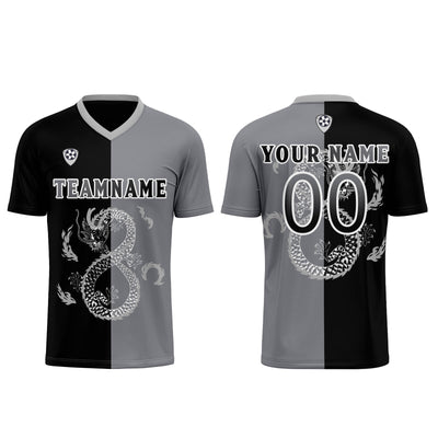 Custom Black Gray Soccer Jerseys for Men Women Personalized Soccer Uniforms for Adult and Kid enthsush