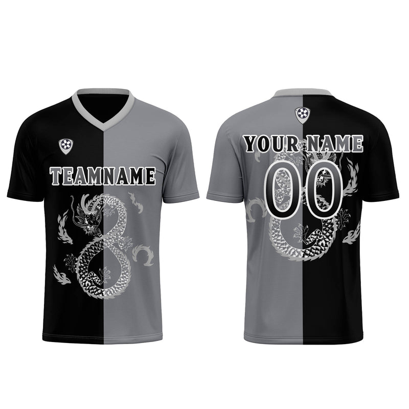 Custom Black Gray Soccer Jerseys for Men Women Personalized Soccer Uniforms for Adult and Kid