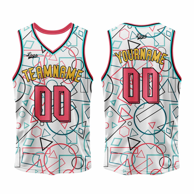 Custom White Pink Basketball Jersey Uniform Suit Printed Your Logo Name Number
