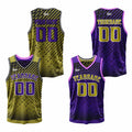 Custom Gold Purple Reversible Basketball Suit for Adults and Kids Personalized Jersey enthsush