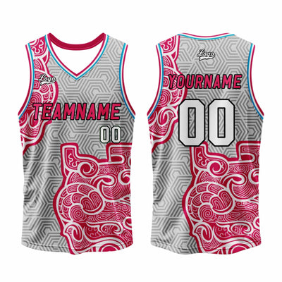 Custom Gray Pink Basketball Jersey Uniform Suit Printed Your Logo Name Number enthsush