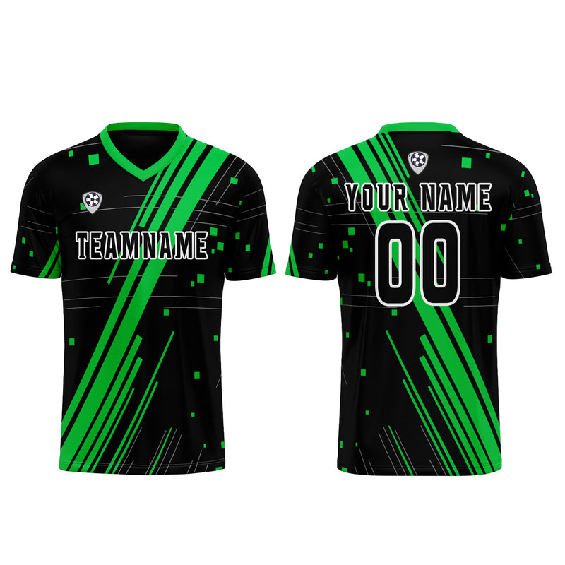 Custom Black Green Jerseys for Men Women Personalized Soccer Uniforms for Adult and Kid