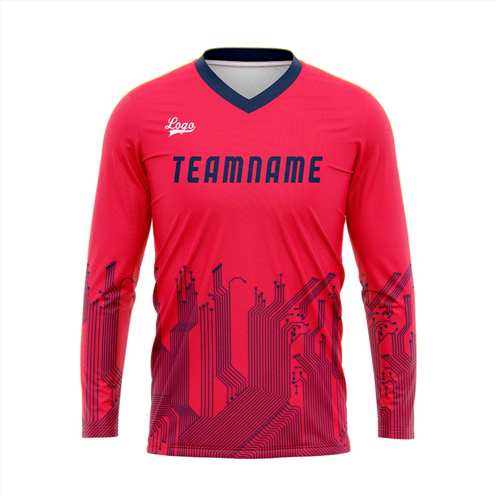 Custom Rose Red Dark Blue Basketball Soccer Football Shooting Long T-Shirt for Adults and Kids enthsush