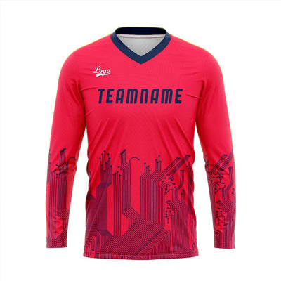 Custom Rose Red Dark Blue Basketball Soccer Football Shooting Long T-Shirt for Adults and Kids enthsush