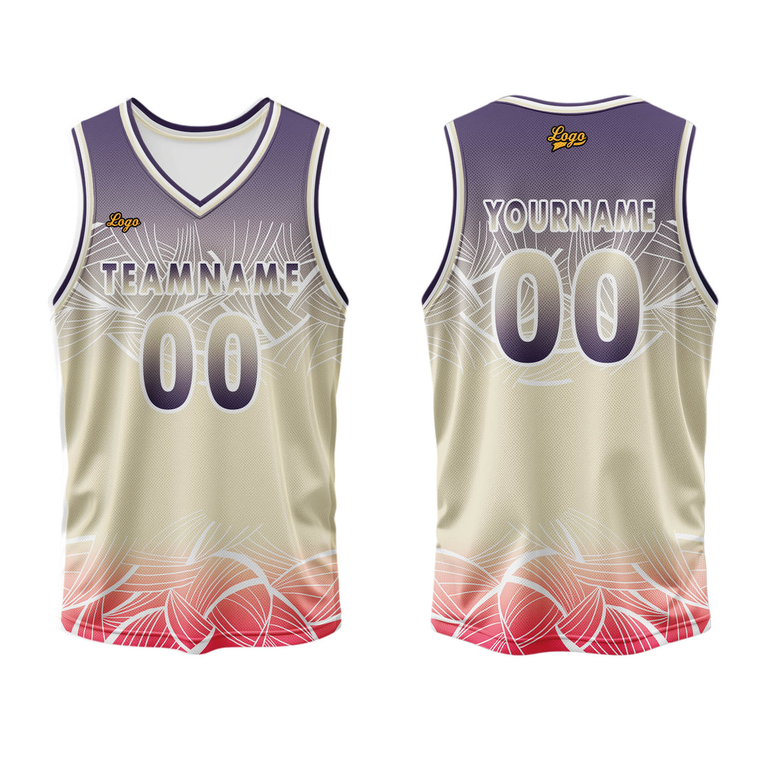 Custom Purple Flesh Color Basketball Jersey Uniform Suit Printed Your Logo Name Number enthsush