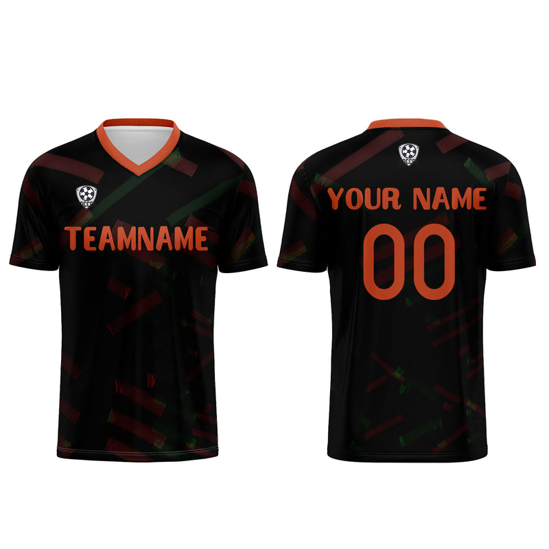 Custom Black Orange Red Jerseys for Men Women Personalized Soccer Uniforms for Adult and Kid