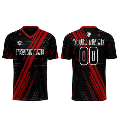 Custom Black Red Jerseys for Men Women Personalized Soccer Uniforms for Adult and Kid enthsush