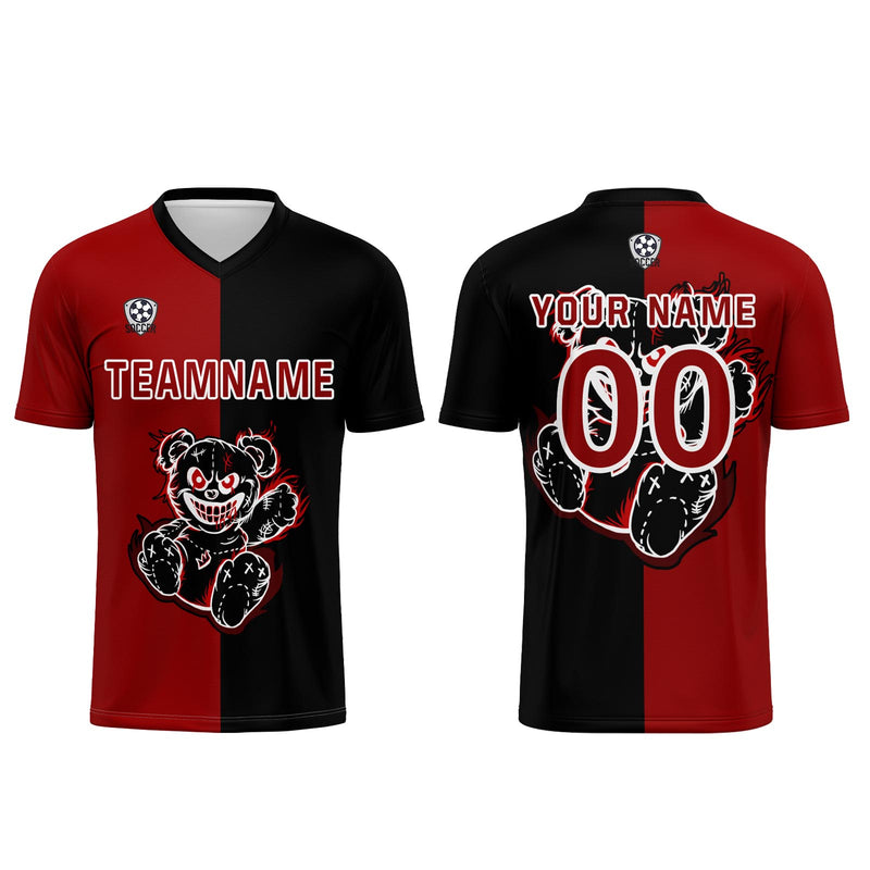 Custom Red Black Jerseys for Men Women Personalized Soccer Uniforms for Adult and Kid