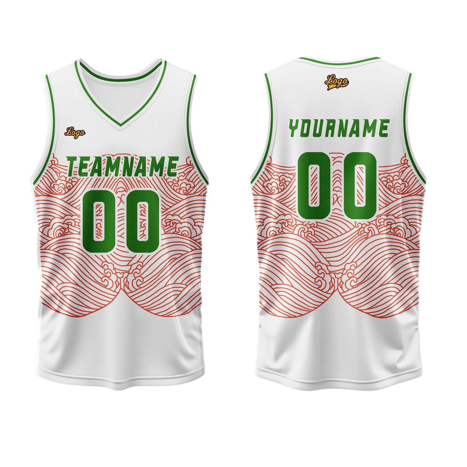 Custom White Red Green Basketball Jersey Uniform Suit Printed Your Logo Name Number enthsush