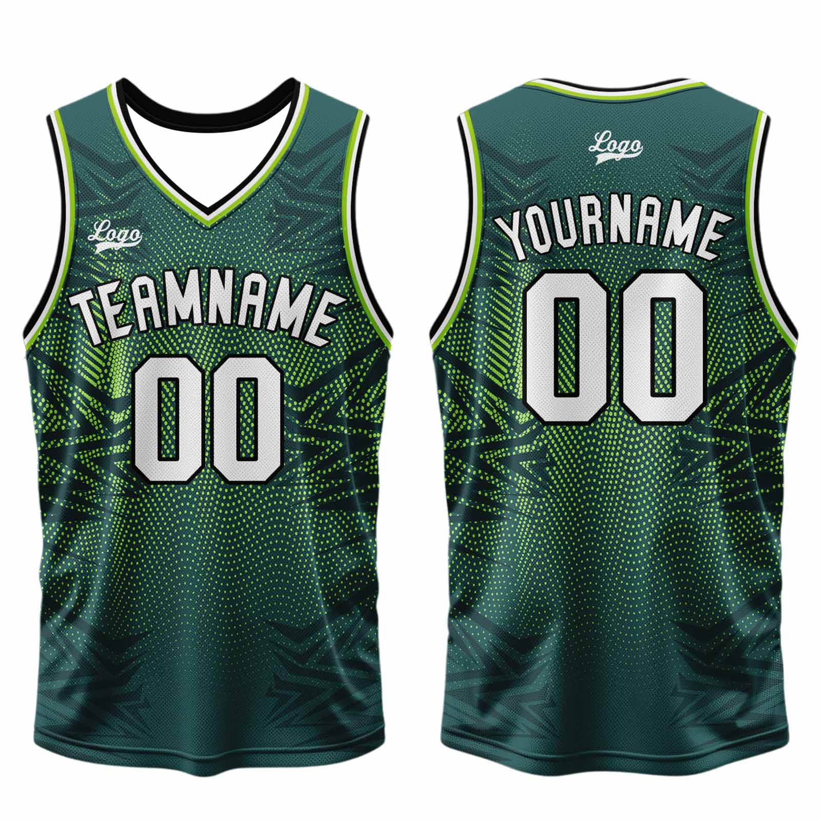Custom Green Basketball Jersey Uniform Suit Printed Your Logo Name Number enthsush