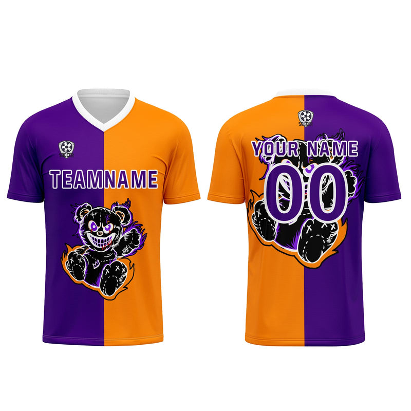 Custom Purple Orange Jerseys for Men Women Personalized Soccer Uniforms for Adult and Kid