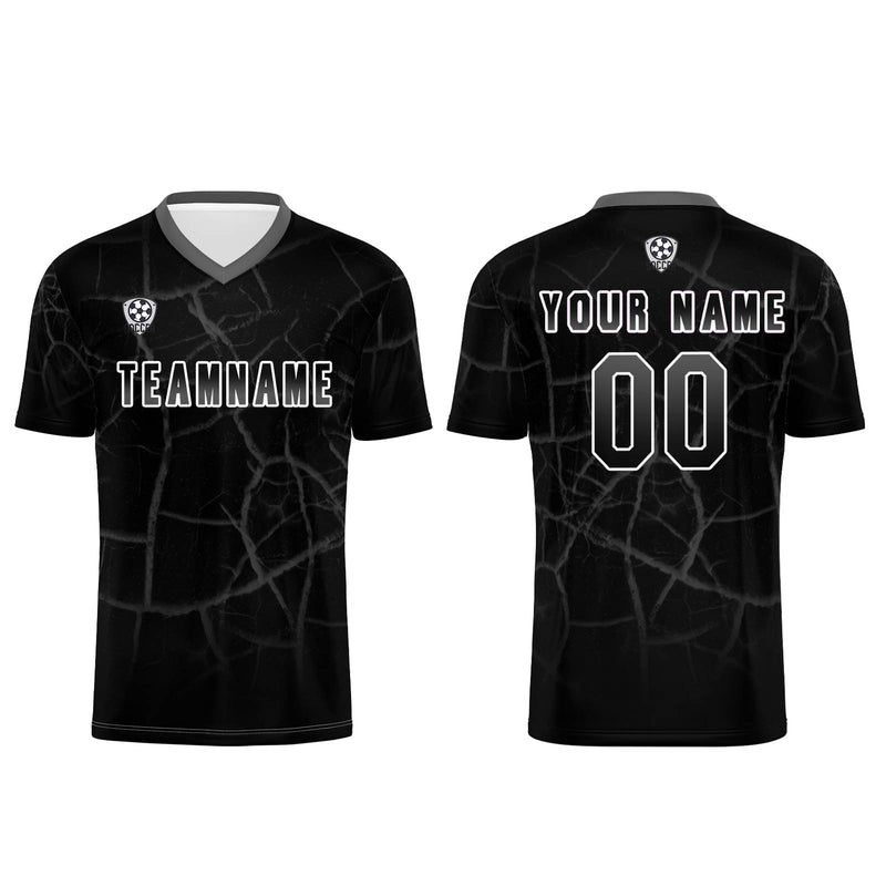 Custom Black Grey Jerseys for Men Women Personalized Soccer Uniforms for Adult and Kid