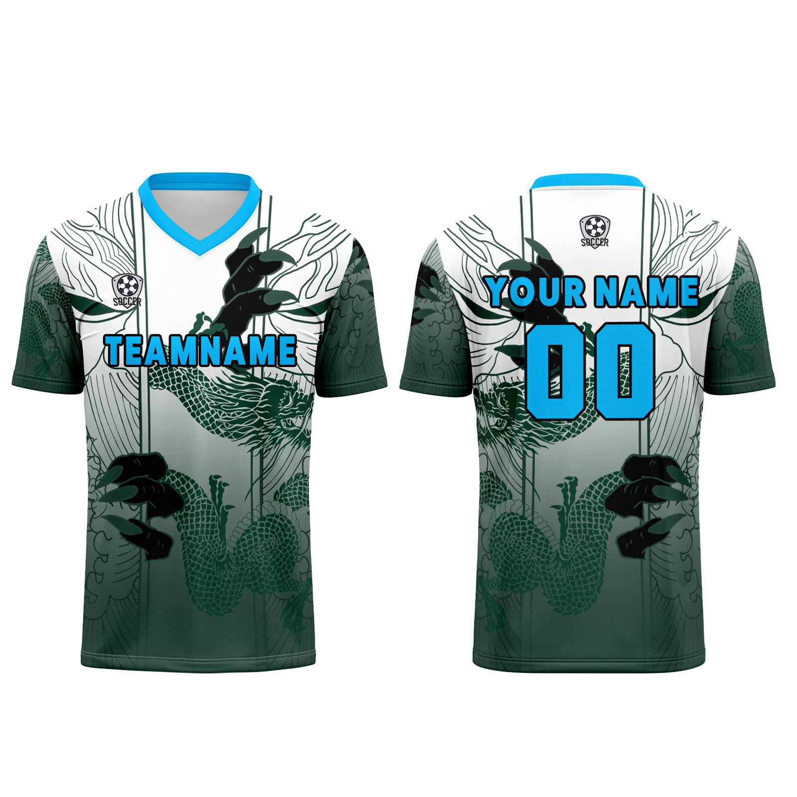 Custom Green Blue Jerseys for Men Women Personalized Soccer Uniforms for Adult and Kid enthsush