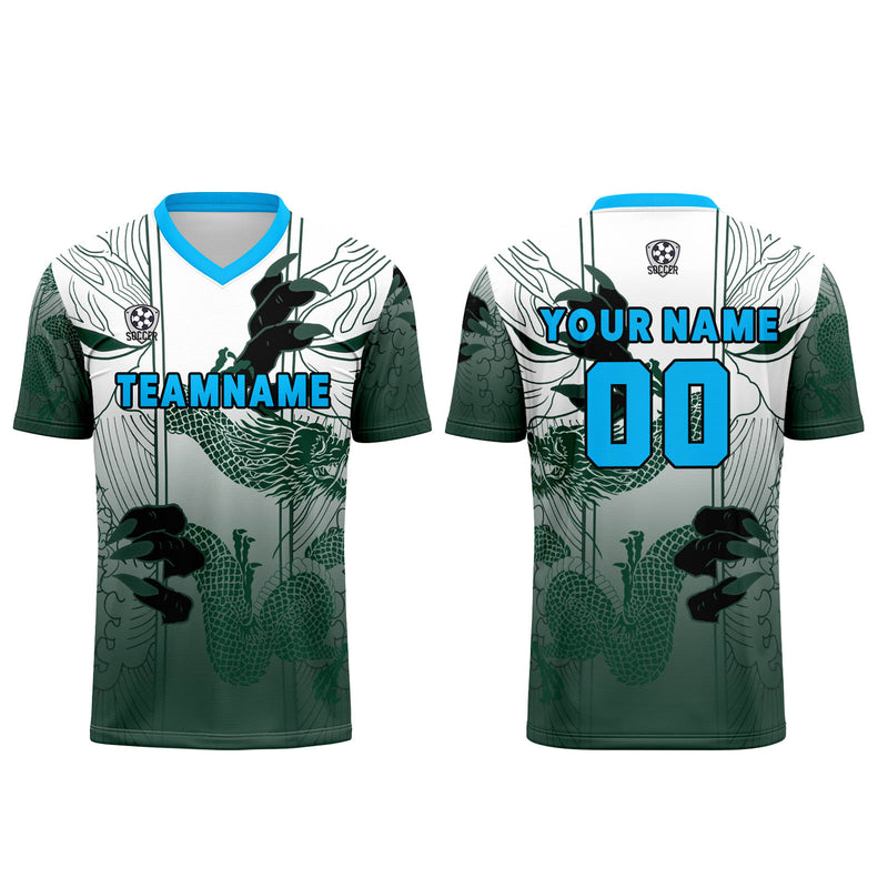 Custom Green Blue Jerseys for Men Women Personalized Soccer Uniforms for Adult and Kid