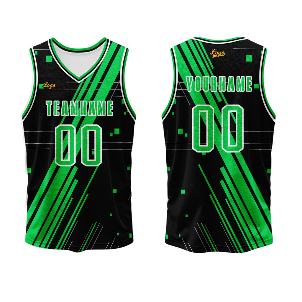 Custom Black Green Basketball Jersey Uniform Suit Printed Your Logo Name Number enthsush