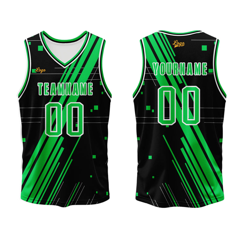 Custom Black Green Basketball Jersey Uniform Suit Printed Your Logo Name Number