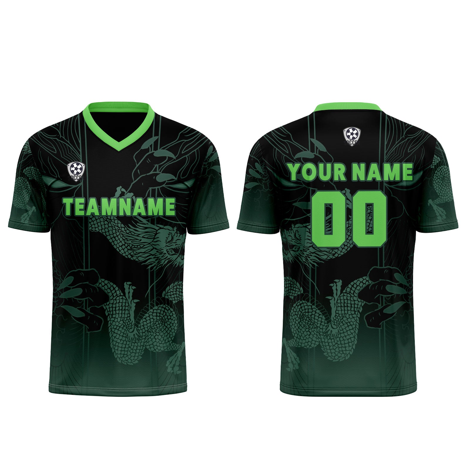 Custom Green Light Blue Jerseys for Men Women Personalized Soccer Uniforms for Adult and Kid enthsush