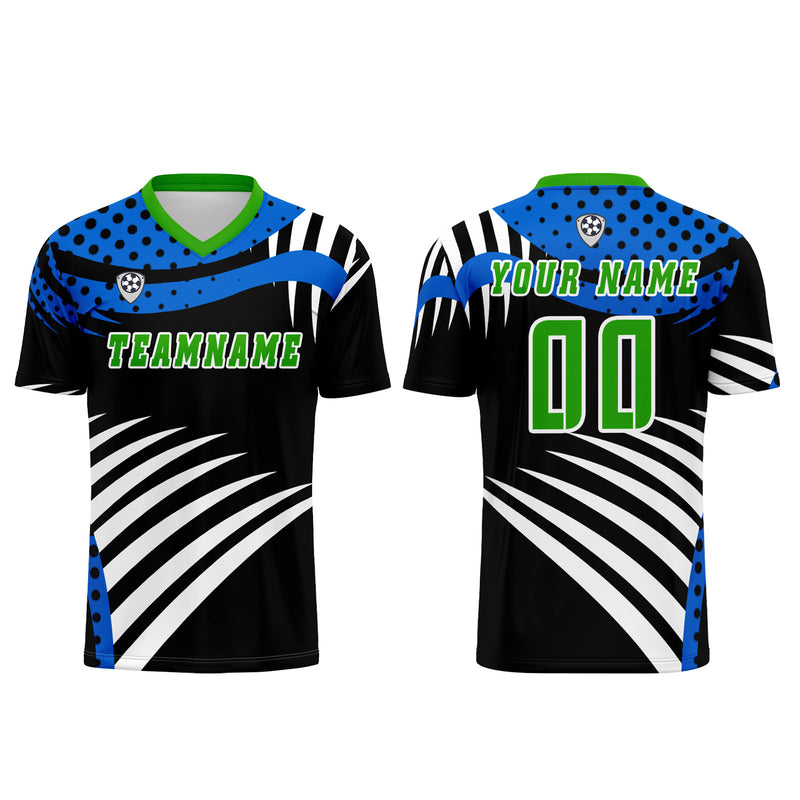 Custom Blue Green Jerseys for Men Women Personalized Soccer Uniforms for Adult and Kid