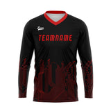 Custom Black Red Basketball Soccer Football Shooting Long T-Shirt for Adults and Kids