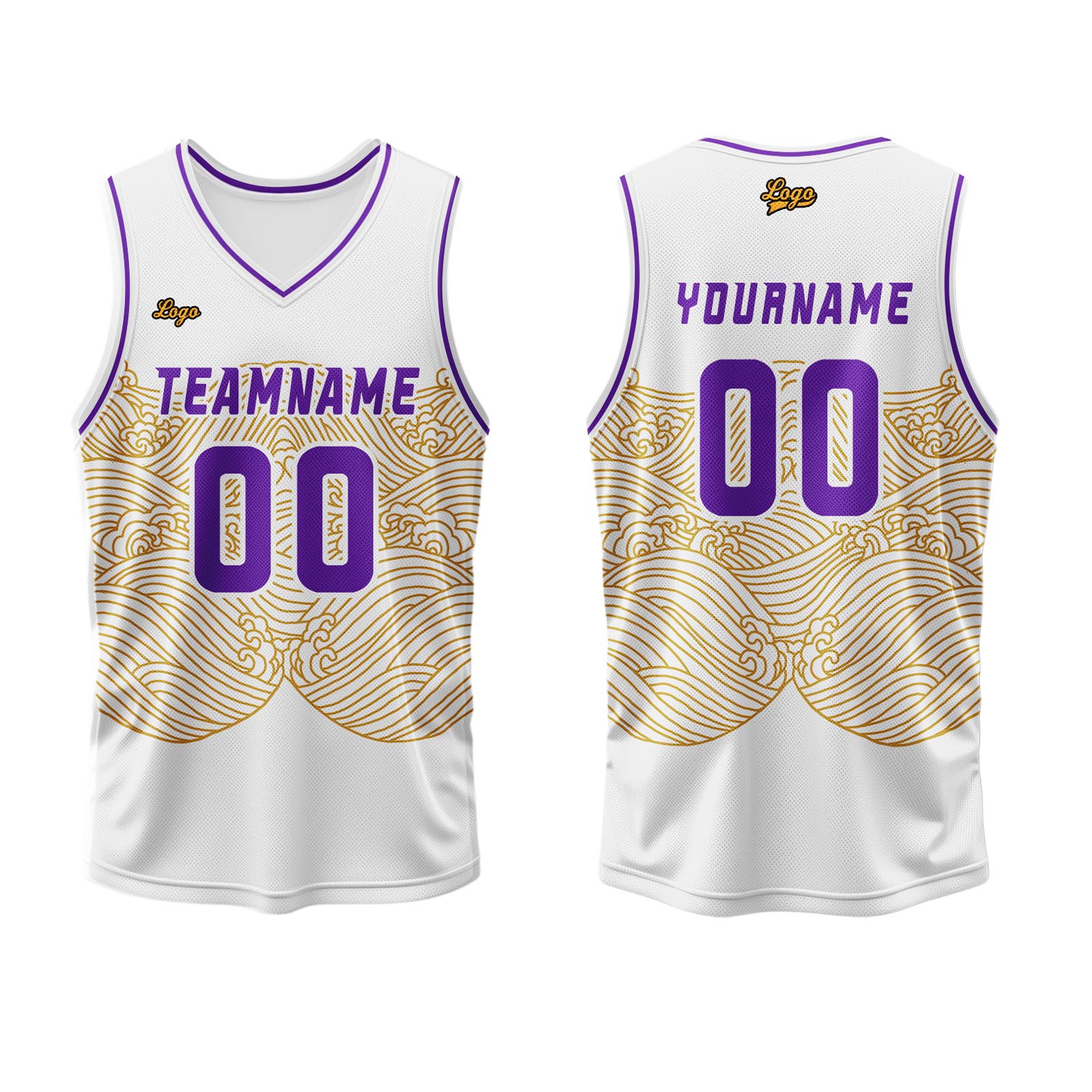 Custom White Yellow Violet Basketball Jersey Uniform Suit Printed Your Logo Name Number enthsush