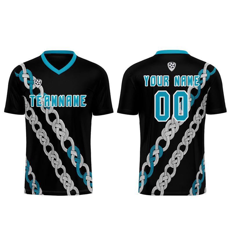 Custom Black Teal Soccer Jerseys for Men Women Personalized Soccer Uniforms for Adult and Kid