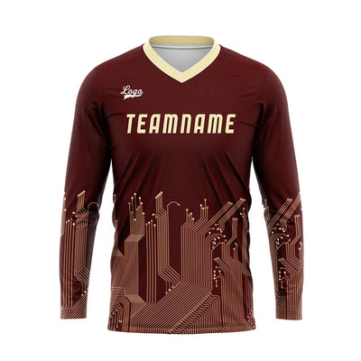 Custom Dark Red Light Yellow Basketball Soccer Football Shooting Long T-Shirt for Adults and Kids enthsush