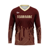 Custom Dark Red Light Yellow Basketball Soccer Football Shooting Long T-Shirt for Adults and Kids