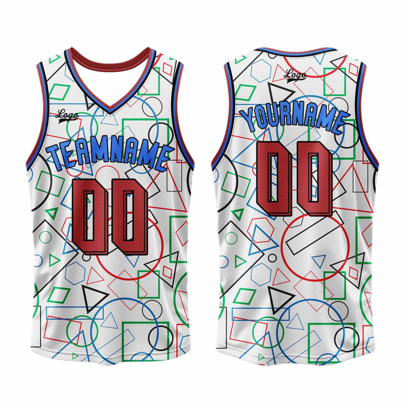 Custom White Red Basketball Jersey Uniform Suit Printed Your Logo Name Number