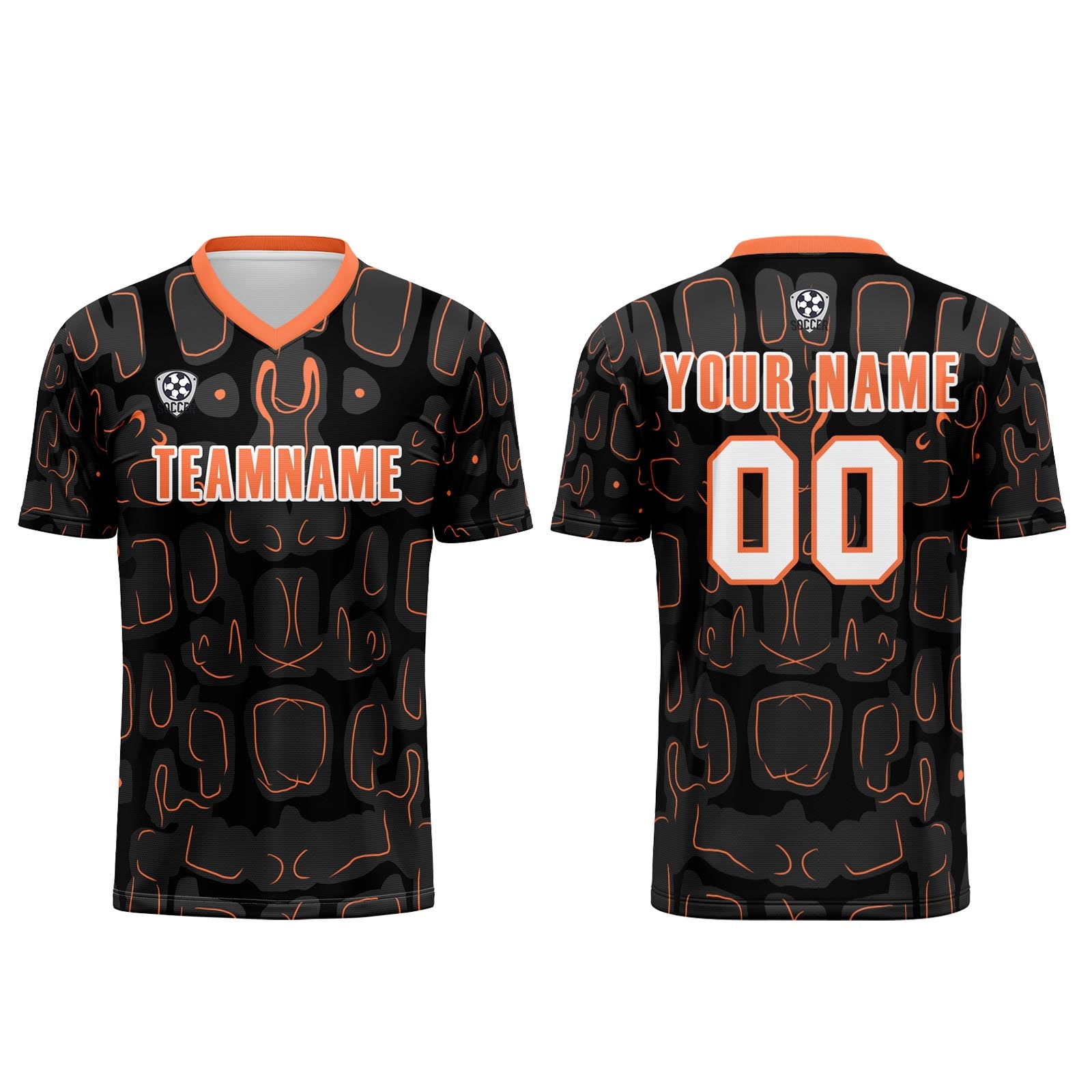 Custom Black Orange Jerseys for Men Women Personalized Soccer Uniforms for Adult and Kid enthsush