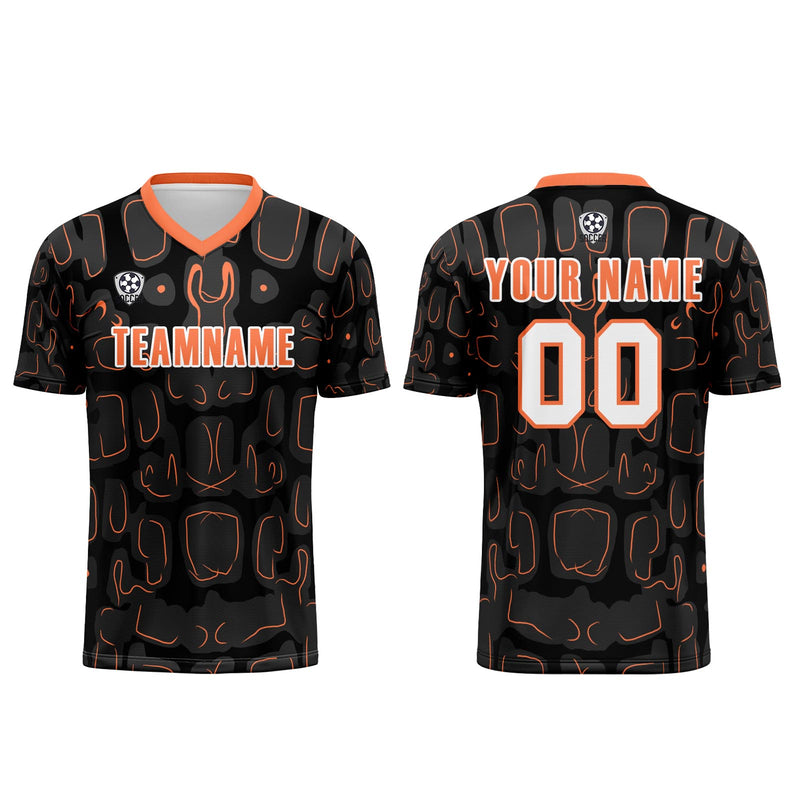 Custom Black Orange Jerseys for Men Women Personalized Soccer Uniforms for Adult and Kid