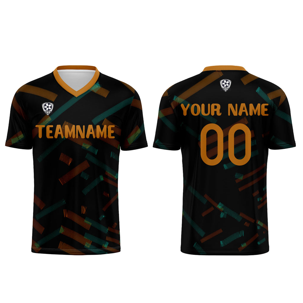 Custom Black Orange Jerseys for Men Women Personalized Soccer Uniforms for Adult and Kid enthsush