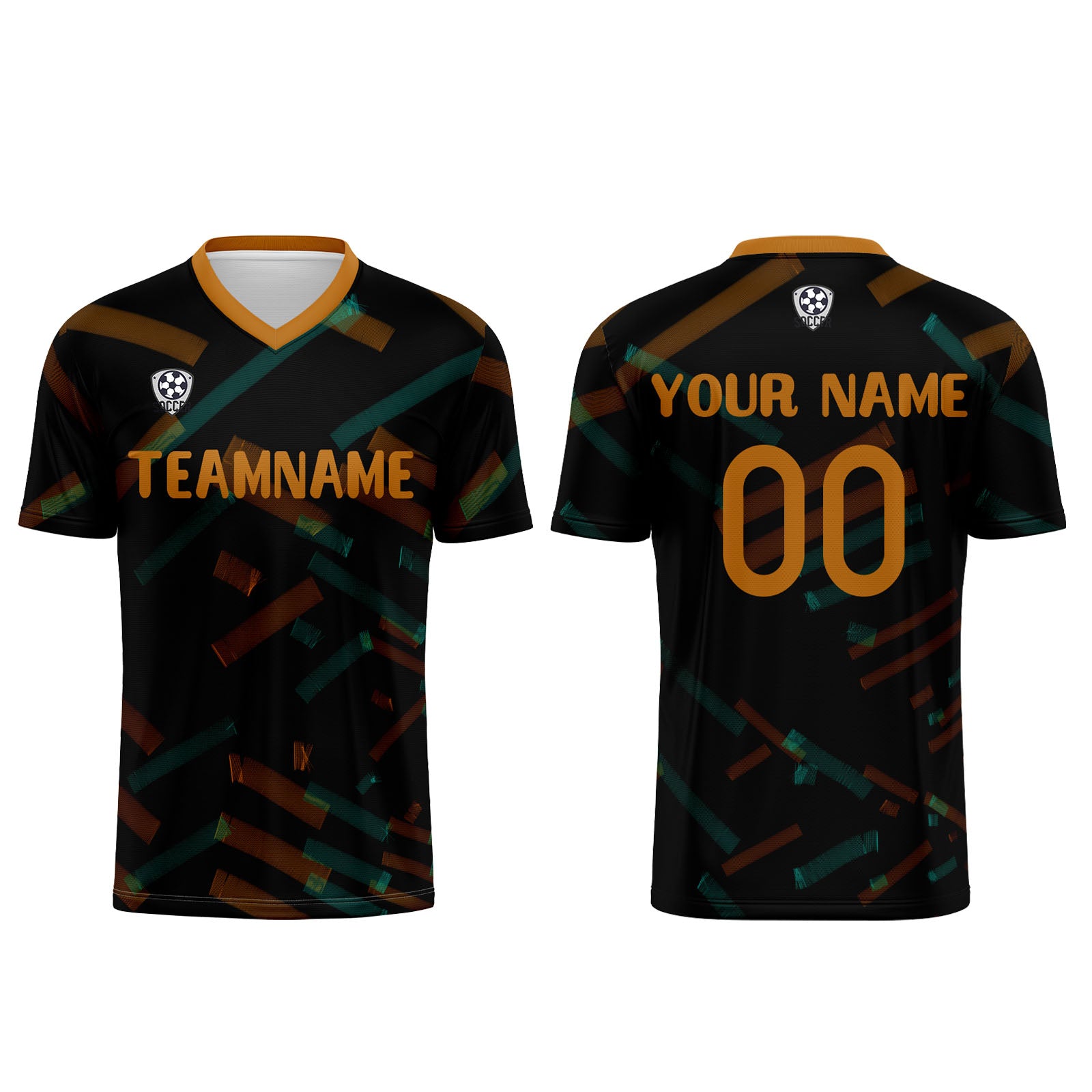 Custom Black Orange Jerseys for Men Women Personalized Soccer Uniforms for Adult and Kid enthsush