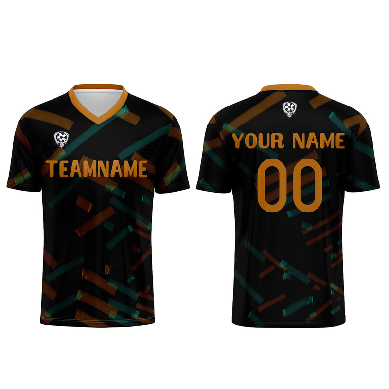 Custom Black Orange Jerseys for Men Women Personalized Soccer Uniforms for Adult and Kid