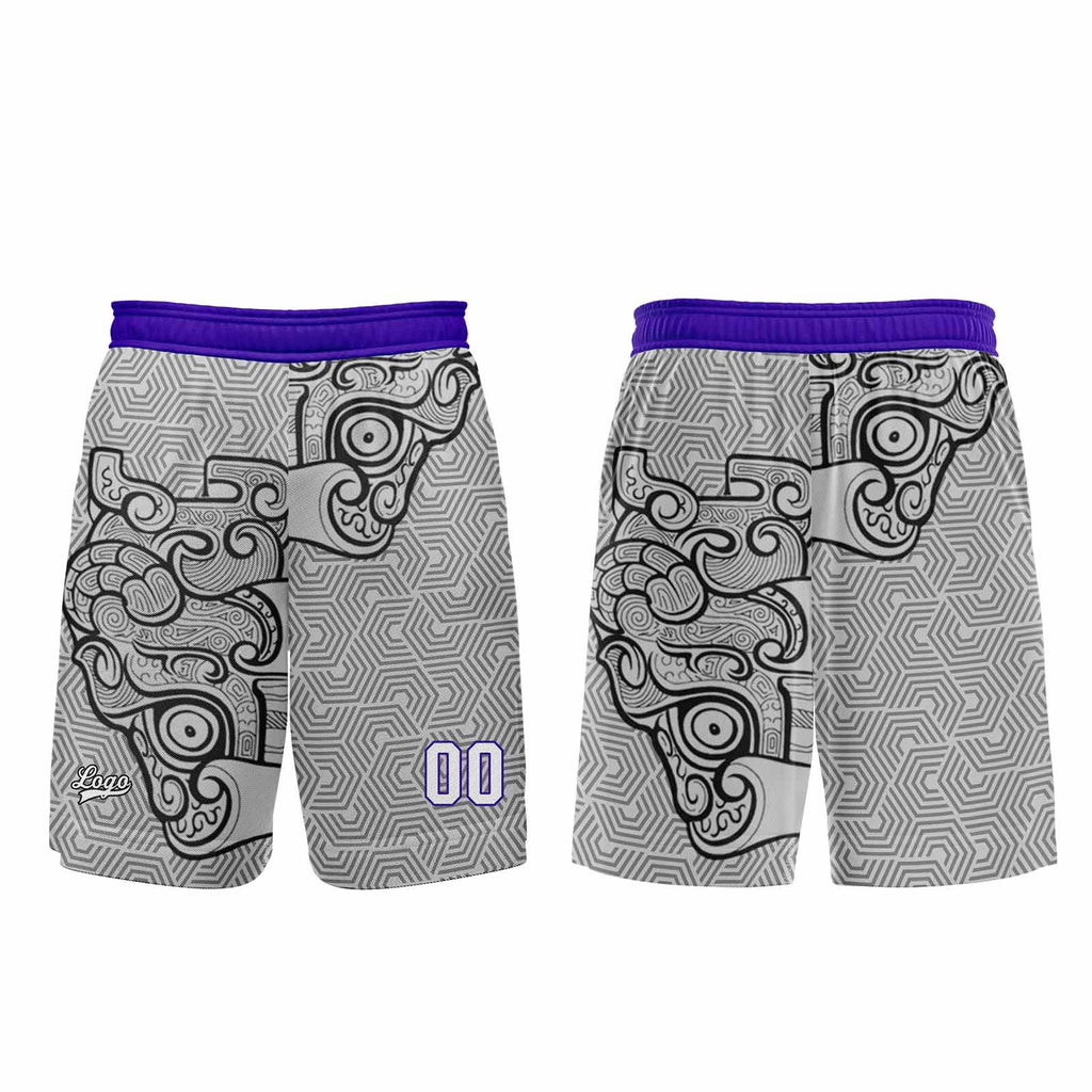 Custom Gray Purple Basketball Jersey Uniform Suit Printed Your Logo Name Number enthsush