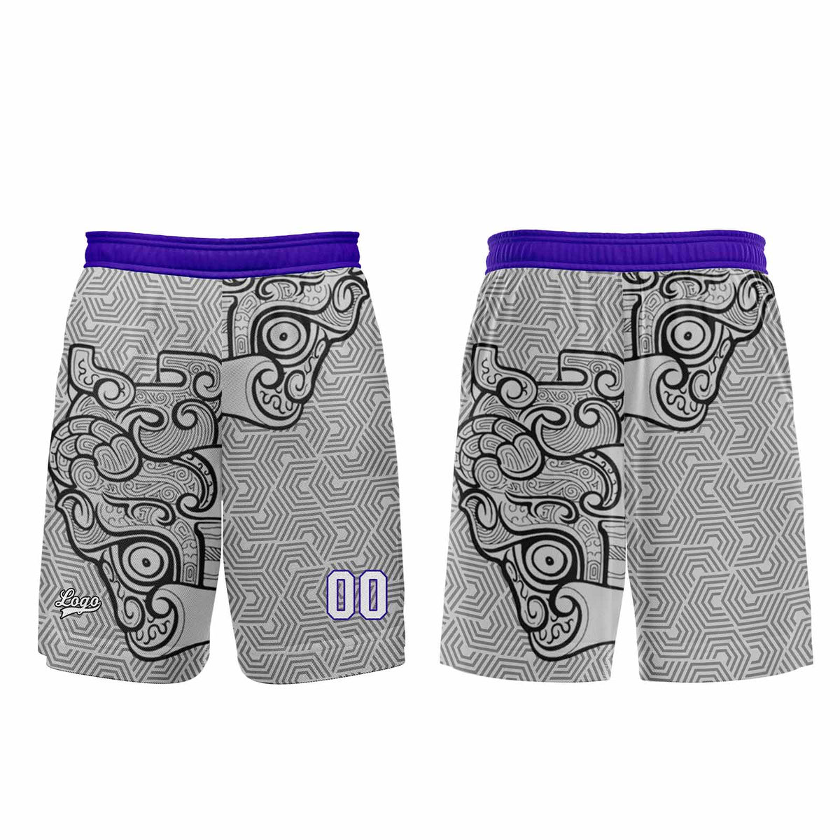 Custom Gray Purple Basketball Jersey Uniform Suit Printed Your Logo Name Number enthsush