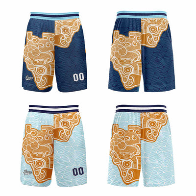 Custom Navy Light Blue Reversible Basketball Suit for Adults and Kids Personalized Jersey enthsush