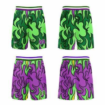 Custom Green Purple Reversible Basketball Suit for Adults and Kids Personalized Jersey enthsush