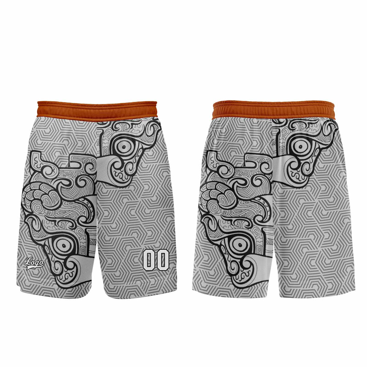 Custom Gray Orange Basketball Jersey Uniform Suit Printed Your Logo Name Number enthsush