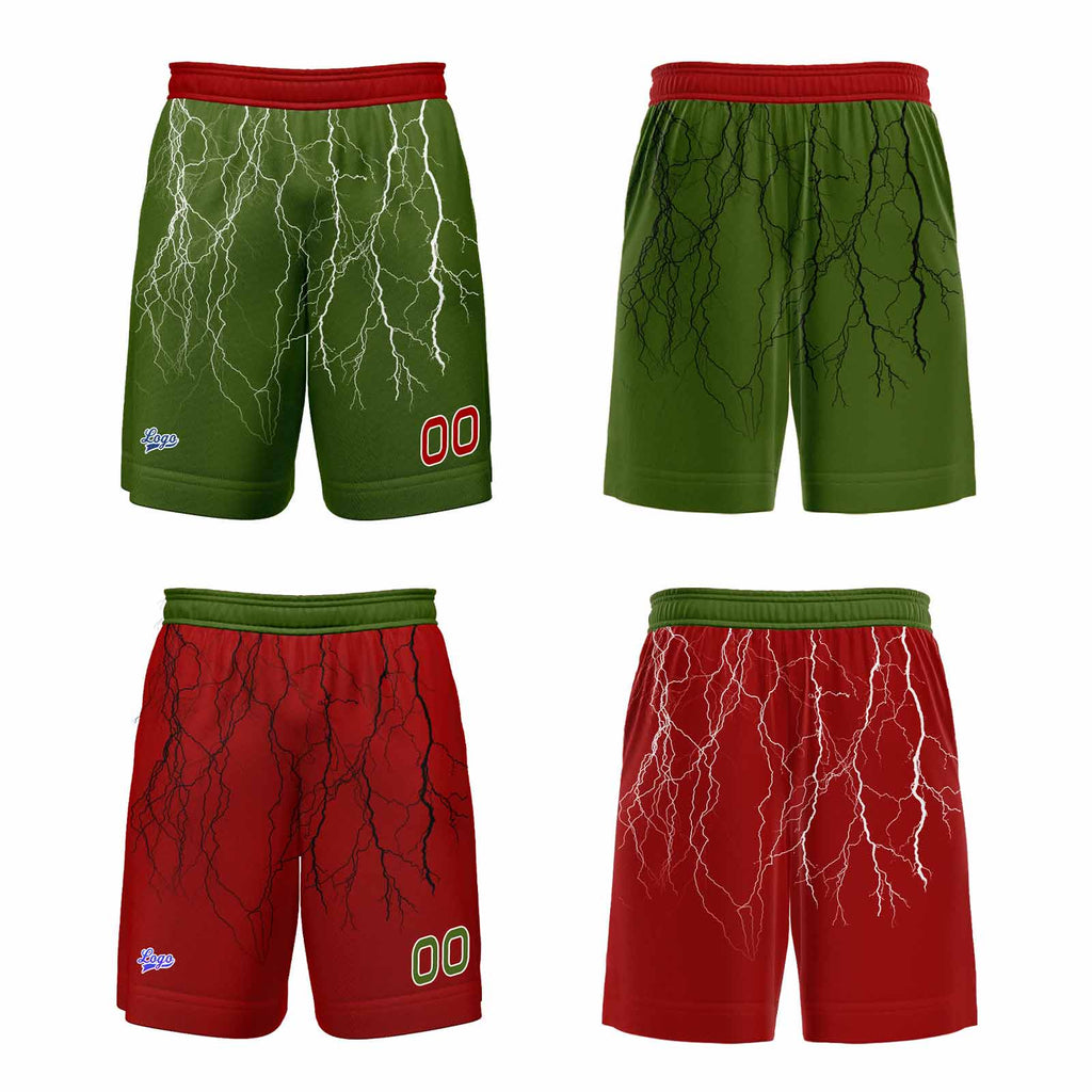 Custom Red Green Reversible Basketball Suit for Adults and Kids Personalized Jersey enthsush