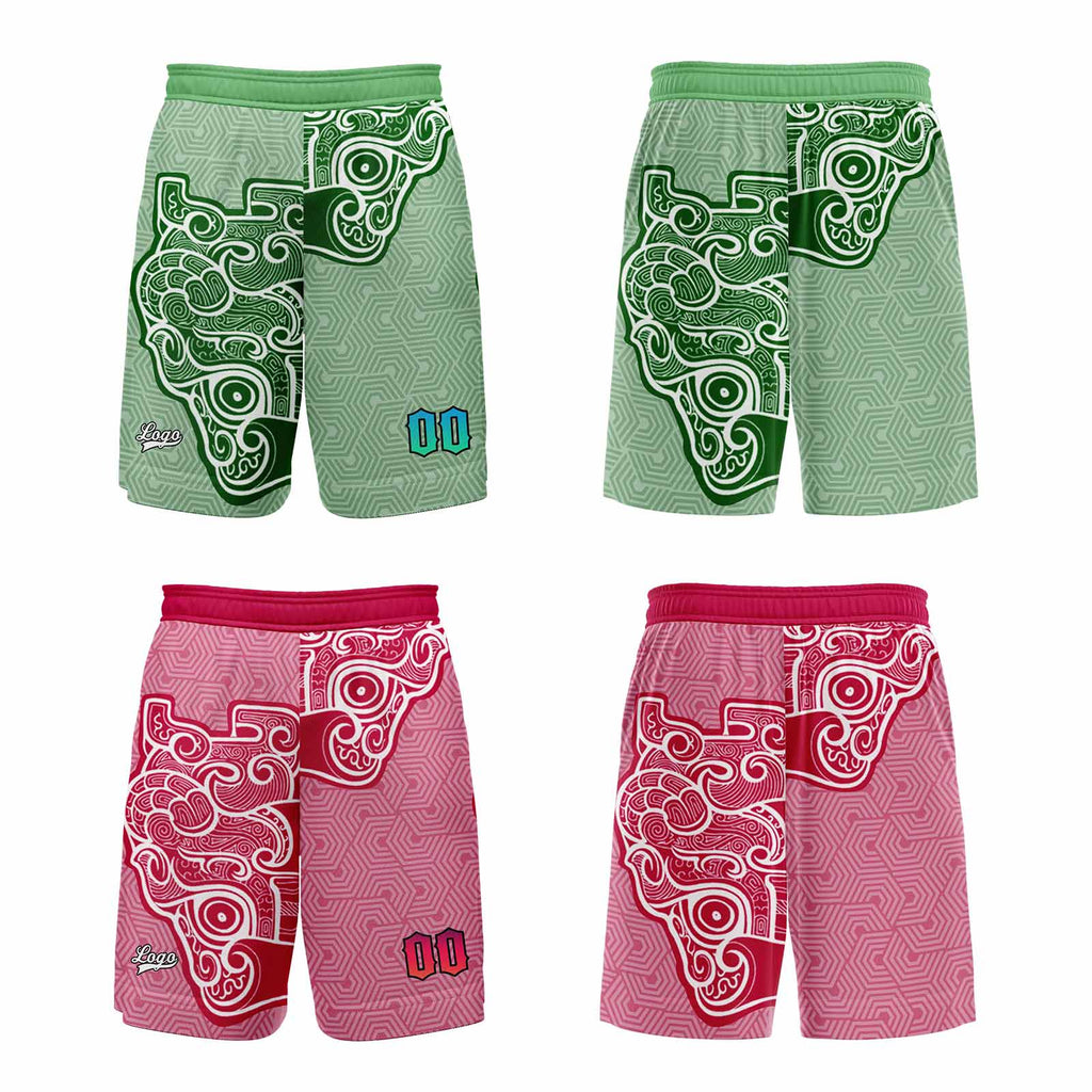 Custom Green Pink Reversible Basketball Suit for Adults and Kids Personalized Jersey enthsush