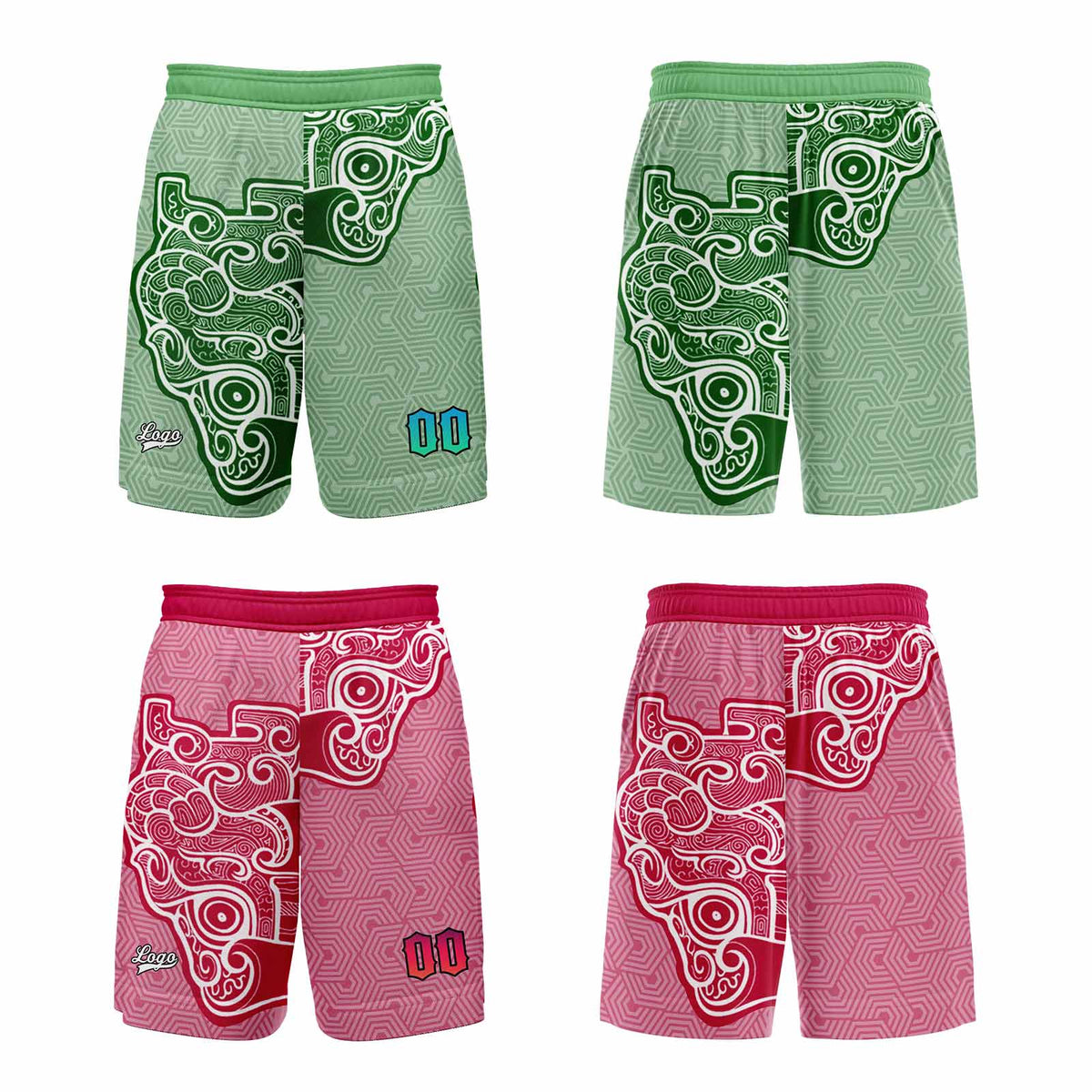 Custom Green Pink Reversible Basketball Suit for Adults and Kids Personalized Jersey enthsush