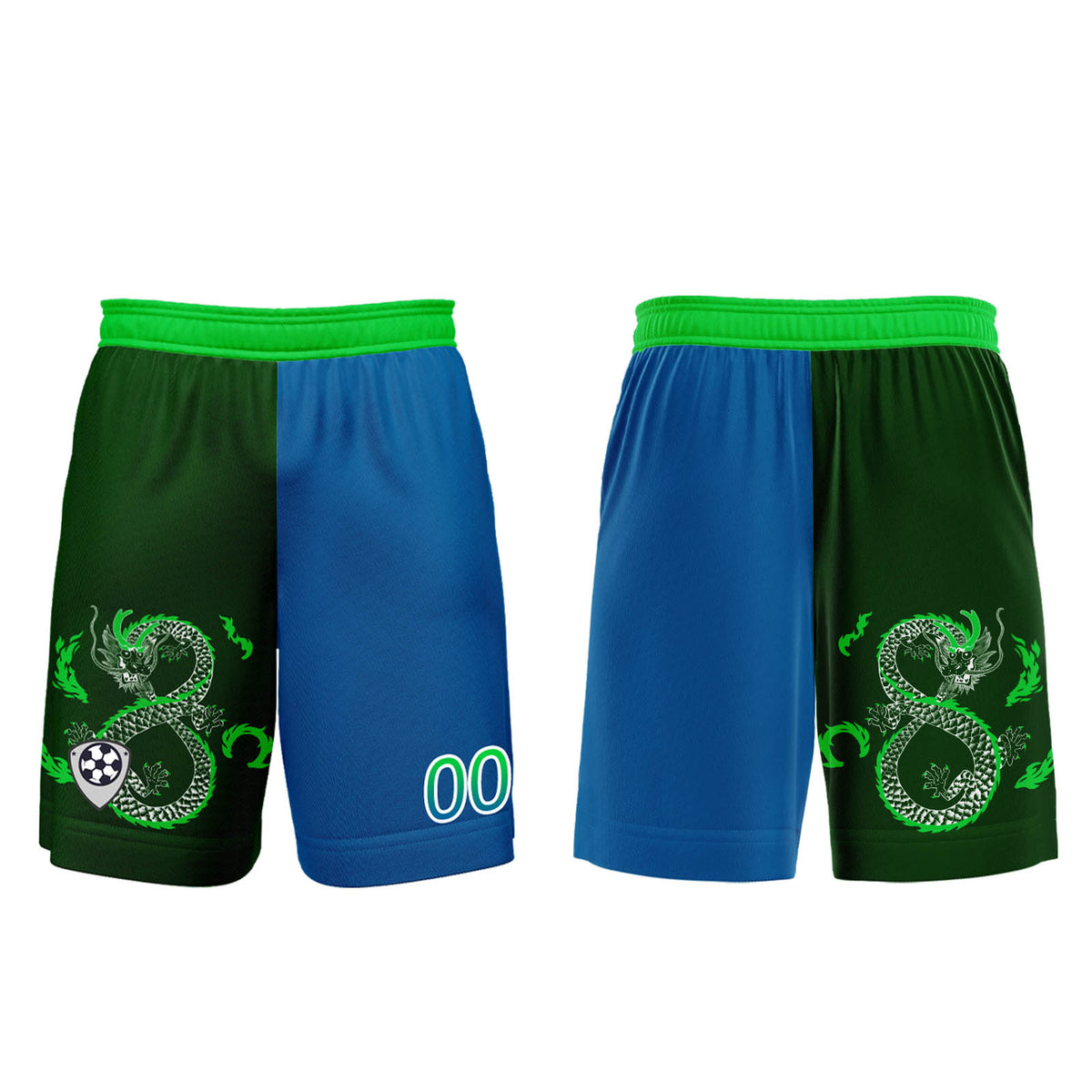 Custom Blue Green Soccer Jerseys for Men Women Personalized Soccer Uniforms for Adult and Kid enthsush