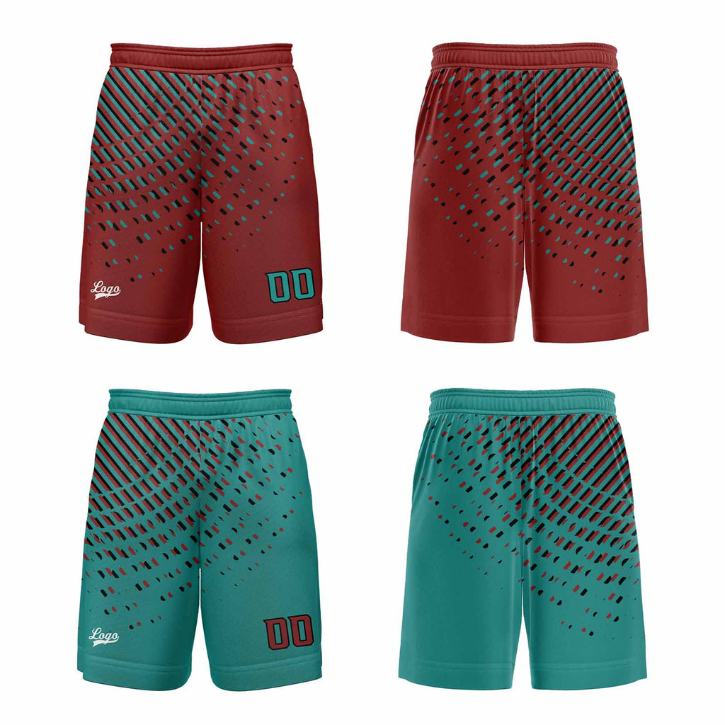 Custom Cyan Red Reversible Basketball Suit for Adults and Kids Personalized Jersey enthsush
